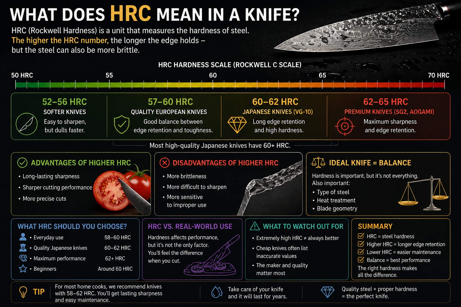 What does HRC mean for a knife (Steel hardness explained simply)